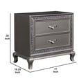 thumbnail image 4 of Wooden Nightstand with Faux Crystal Accents and 2 Drawers, Gray, 4 of 4