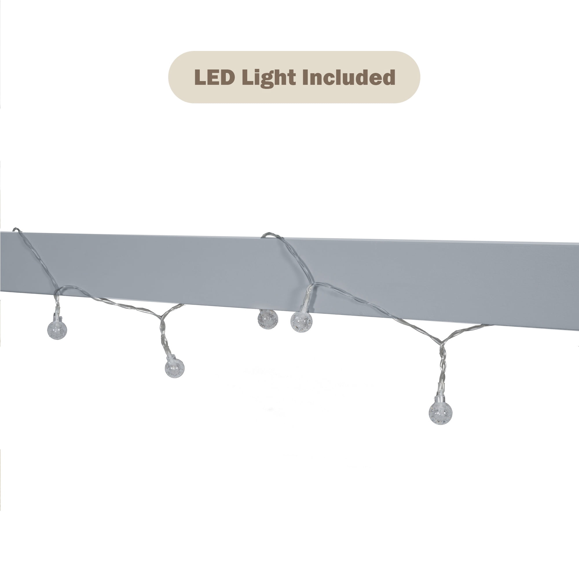 Bellemave House Bed with LED Lights Full Size Floor Bed with Fence Railings and Window, Wooden Montessori Floor Bed, Full Size Bed Frame, Gray with Light