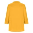 thumbnail image 4 of VERUGU Womens Tops 3/4 Sleeve Shirts V-Neck Lapel Loose Casual Comfy Blouses Trendy Solid Classic T-shirts for Leggings Yellow S, 4 of 5