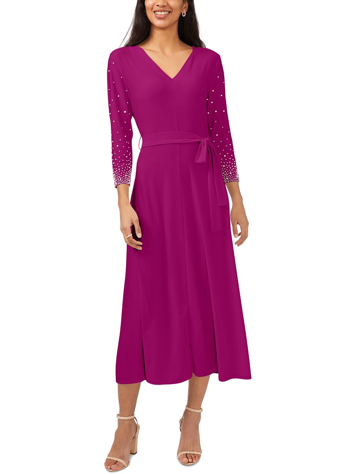 MSK Womens Knit Beaded Midi Dress