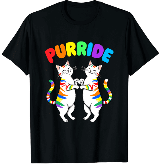 Purride Rainbow Heart Cats Pride LGBTQ Unisex T-Shirt