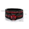 thumbnail image 2 of Matching Rings Couple Rings Red 1CT CZ 10kt Black Gold Plated Women Wedding Ring Sets, 2 of 7