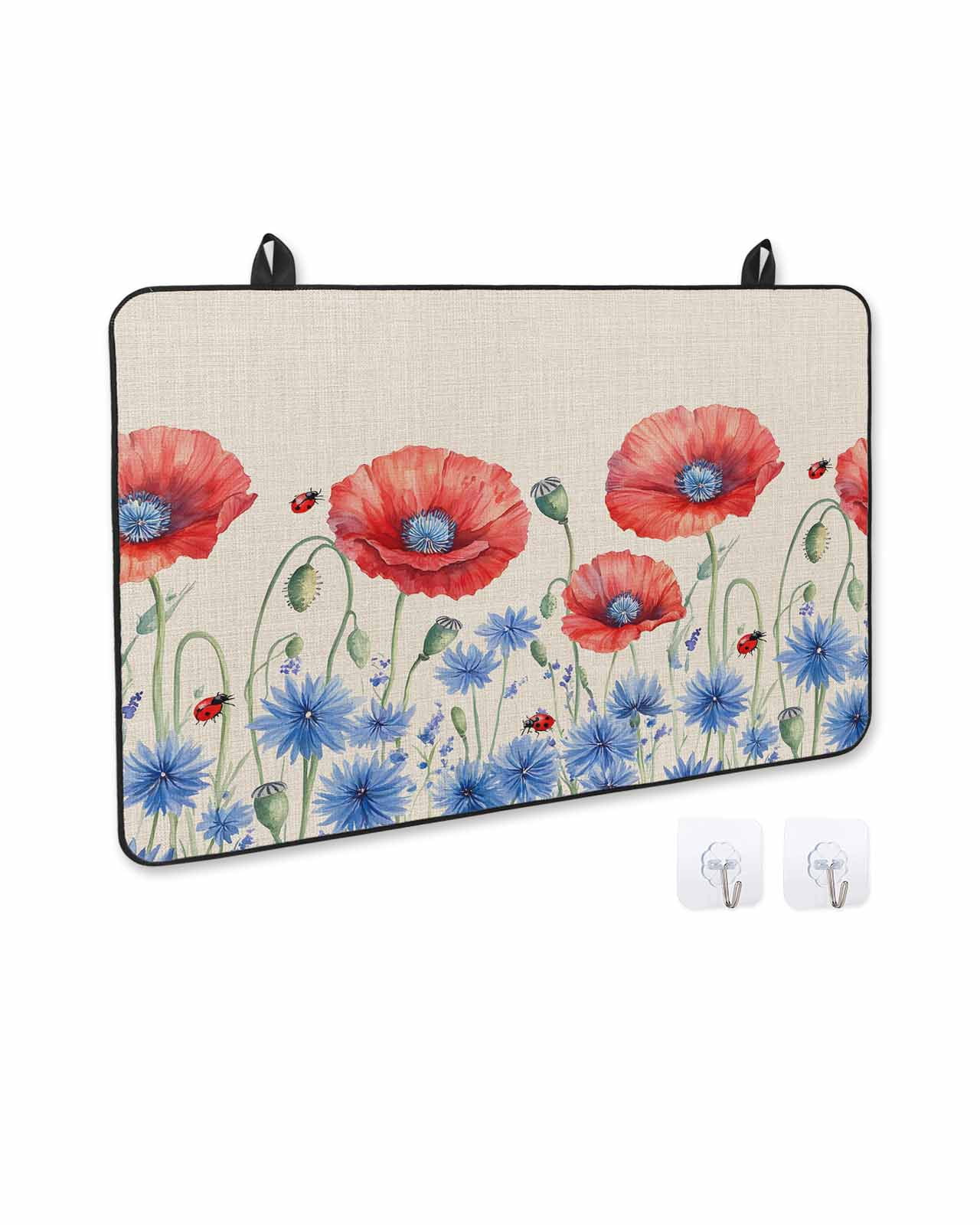 nqOlkjepod Large Induction Cooktop Protector Mat 28.5"x20.5", Poppy Flowers Stove Top Covers for Electric Stove, Red Bluel Independence Day Farmhouse Stove Burner Cover Mats, Glass Top Stove Cover