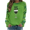 thumbnail image 2 of Craaazy Women's Long Sleeve St Patricks Day Tshirts with Green Shamrock, 2 of 5