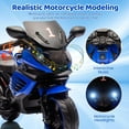 thumbnail image 5 of 6V Ride-On Motorcycle, Battery-Powered Electric Vehicle with Treaded Tires, Headlight, Horn, Music, Training Wheels, Stable 2-Wheel Electric Motorcycle, Blue, 5 of 9
