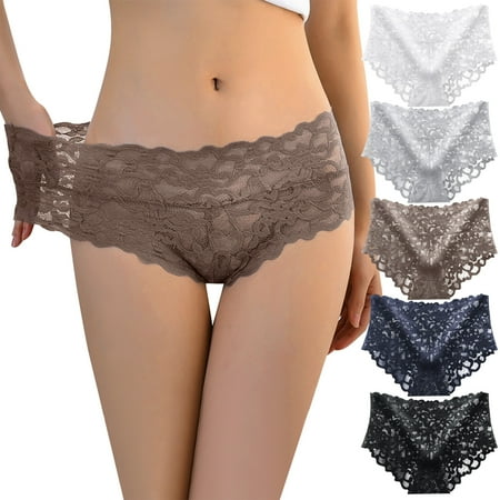 

Hunpta Underwear Women 5PCs Women Ladies Sexy Ultra Soft Seamless Low Waist Lace Panties Underwear