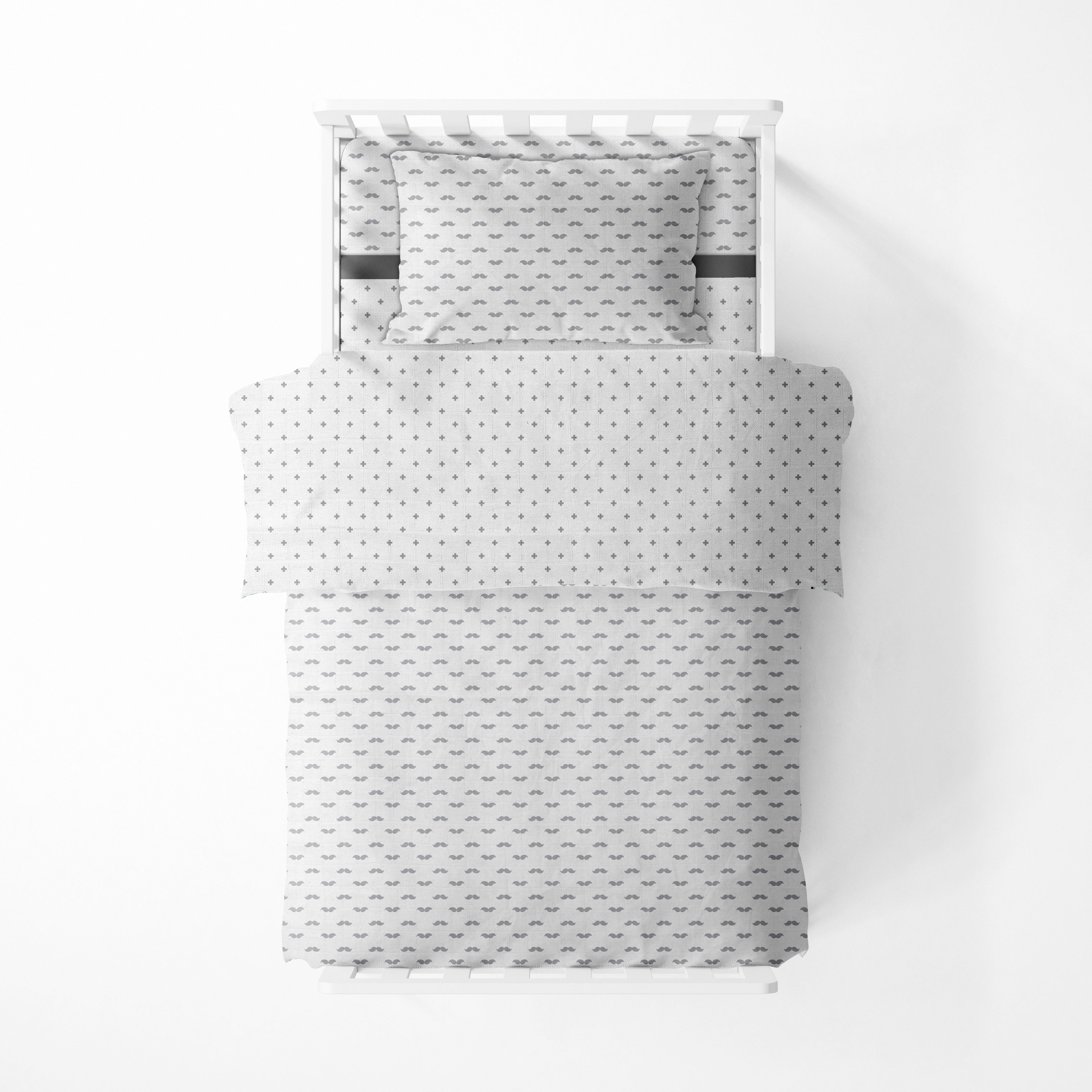 Bacati - Toddler Bedding/Sheet Set 100% Cotton Muslin, Love Hearts Grey