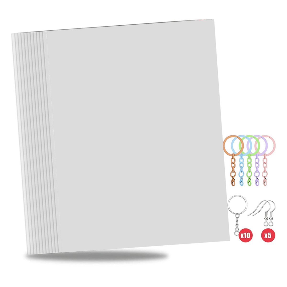 Printable Heat Shrink Sheets, Printable Shrink Plastic Sheet Films Shrink Paper for DIY Crafts, Jewelry,Keychains 15PCS
