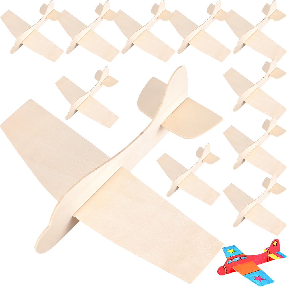 12Pcs Wood Airplane Model Assemble Planes DIY Blank Painting Plane for