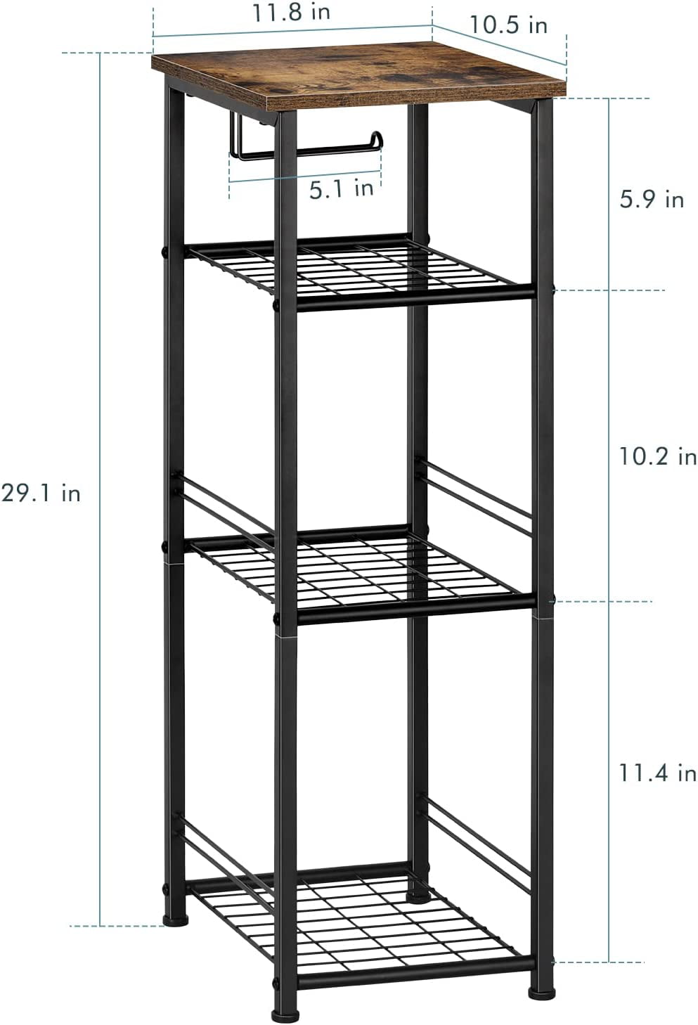 Bathroom Storage Shelf Freestanding 4 Tier Small Shelving Unit Organizer, Black, Size: 11.8 inchLarge x 10.5 inchw x 29.1 inchh in