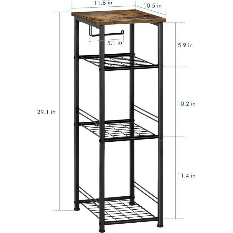 Bathroom Storage Shelf Freestanding 4 Tier Small Shelving Unit Organizer, Black, Size: 11.8 inchLarge x 10.5 inchw x 29.1 inchh in