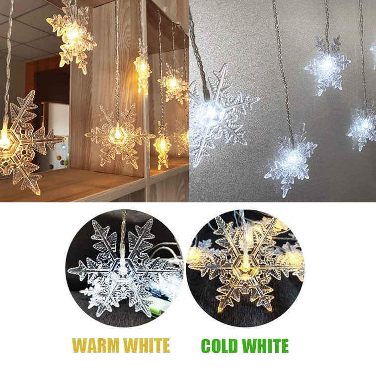 LED Fairy String Light Snowflake Ornament Window Christmas Tree Party Decor Lamp 