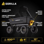 Gorilla Carts 4 Cu. ft. Poly Garden Dump Cart, 600 lbs. Capacity, 35 in. x 22 in. Bed, 10 in. Tires