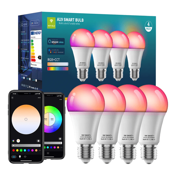 4 Focos Led Inteligentes Wifi Ajustable Xtellar Multicolor Voz Control De App Alexa