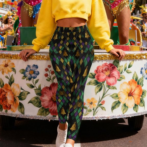 Oksale Womens Mardi Gras Leggings Plus Size Cute Print Workout Pants Tummy Control Yoga Pants Stetchy High Waisted Trousers Multicolor S