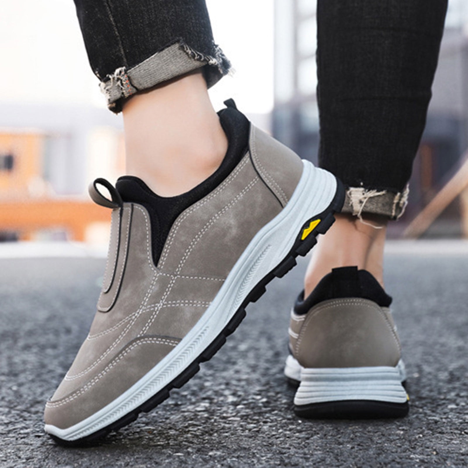 YLYL Men's Orthopedic Sneakers Slip on Wide Width Waterproof Non Slip Outdoor Hiking Walking Shoes