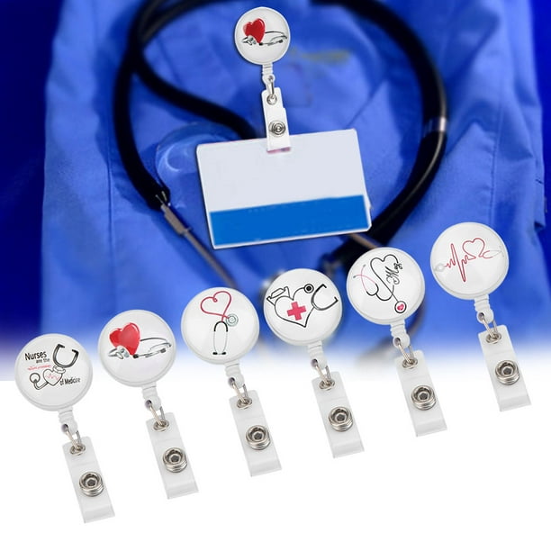 Bobine d'insigne d'infirmière LHCER, pince de bobine d'insigne rétractable,  accessoire portatif de porte-badge d'identification d'infirmière,  porte-Badge 