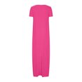 thumbnail image 4 of LMKIHUSA Long Dresses for Women Casual Round Neck Short Sleeve Maxi Dress Summer Loose Fit Plain Solid Color Vacation Long Tee Shirts Dress,Pink XL, 4 of 5