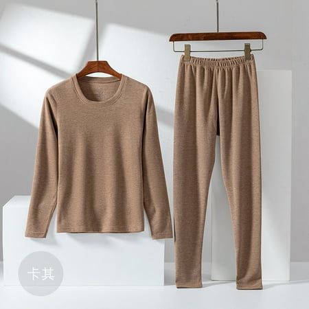 

Velvet AB Surface Seamless Heating Thermal Underwear Ladies Plus Size Plus Velvet Padded Autumn Pants Set Khaki [female] XL