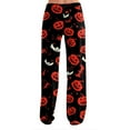 thumbnail image 4 of LHVUOA Halloween Lounge Pajama Pants for Women Wide Leg Funny Halloween Graphic Pjs Comfortable Elastic Waist Pants with Pockets, 4 of 7