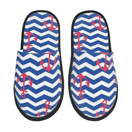 

Tideii Nautical Anchors for Home Indoor Cotton Slippers Autumn and Winter EVA Plush Slippers Household Supplies Unisex-Large