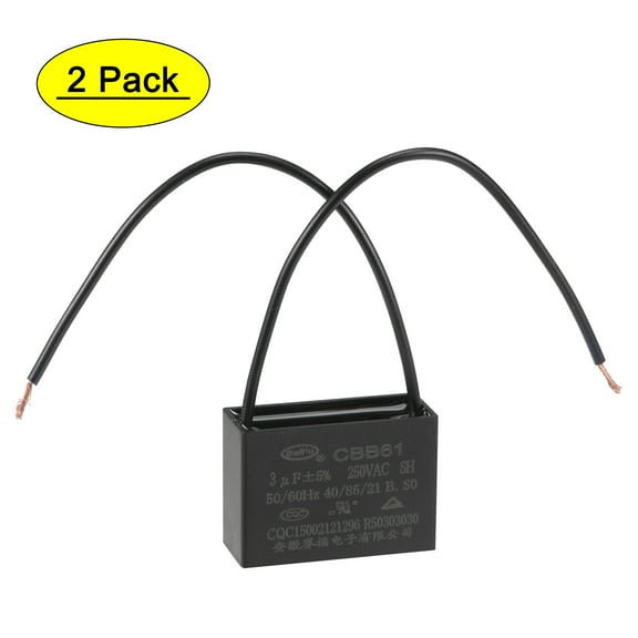 Uxcell 3uF 250V AC 2 Wires CBB61 Ceiling Fan Capacitors 2 Pack