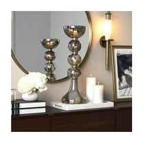 Glass Pillar Candle Holder - Glam Metallic Gold Taper Stand for Home & Office Decor, Elegant Decorative Accent for Living Room & Bedroom - 18" Gold