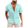 thumbnail image 4 of JLFKNG Mens Shirts Casual Solid Color Shirts Casual Buttons Down Short Sleeve Summer Beach Shirt Tops Breathable Loose Fit Lounge Summer Tops, 4 of 9