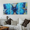 thumbnail image 2 of Shadudu Butterfly Paint Splatters Canvas Wall Art Triptych for Living Room Bedroom Home Office Decor 12"x16"x3pcs, 2 of 6