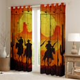 thumbnail image 2 of Cowboy Window Drapes Block 30%-50% Light,Western Country Style Kitchen Window Treatments 42Wx63L Inches,Sunset Landscape Decor Window Curtains, 2 of 6