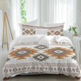 thumbnail image 2 of Southwest Geometric Bedding 3 Piece Duvet Cover Set California King, Western Beige Grey Boho Vintage Wooden Soft Microfiber Comforter Cover with Zipper Closure & Pillowcases, Quilt Cover, 2 of 9