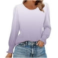 thumbnail image 2 of VgaVtl Womens Tee Shirts Plus Size Fall Winter Long Sleeve Tops Women Ruffles Loose Purple Gradient Color Layering Shirts,S, 2 of 6