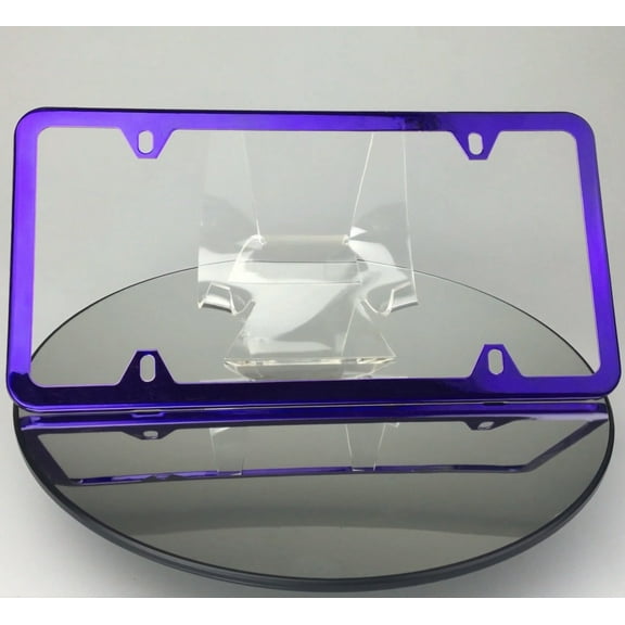 Slim 4 Holes Style Powder Coated Candy Purple Stainless Steel License Plate Frame