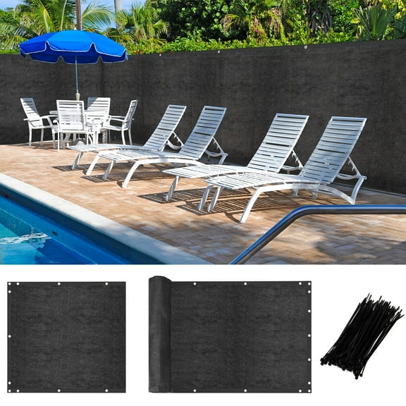 BTY 6x50ft Privacy Screen Fence,Fencing Mesh Shade Net Cover, Outdoor Fencing Panels 90% Blockage with Reinforced Bindings Brass Grommets Cable Zip Ties for Wall Garden Yard Backyard Black