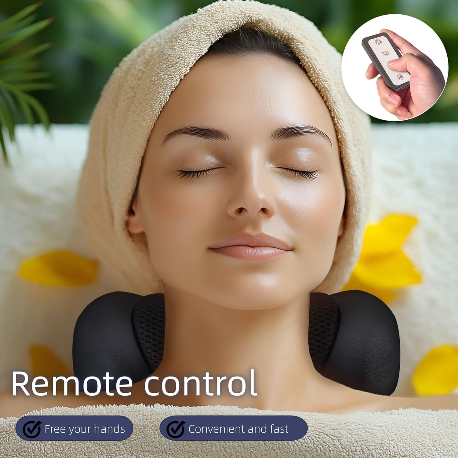 Heated Neck Massager Pillow with Red Light Therapy and Vibration for Pain Relief