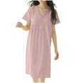 thumbnail image 2 of Sakmal Victorian Soft Nightgowns Women 100% Cotton Sleep Dress Pink Short Sleeve Nightgowns, 2 of 8