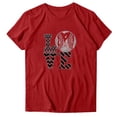 thumbnail image 2 of Meichang T-Shirts de Baseball pour Femmes à Cœur d'Amour Col Ras du Cou à Manches Courtes T-Shirt Graphique Coupe Ample Mode Décontractée Hauts T-Shirts Mignons Cadeaux de Mother's Day pour Maman Rouge TTG, 2 of 3