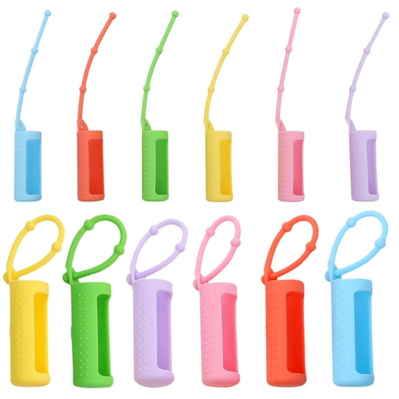 TABLZONE 12Pcs Silicone Perfume Bottle Protective Cover with Adjustable Belt Loop in Assorted Colors for Travel