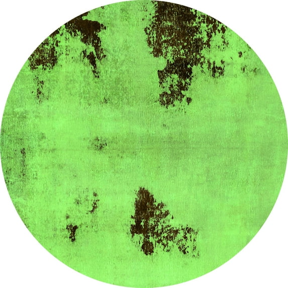 Ahgly Company Indoor Round Abstract Green Modern Area Rugs, 5' Round