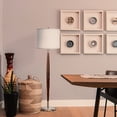 thumbnail image 3 of Brightech Lucas Tall Free Standing LED Mid Century Wood Floor Lamp w/ Drum Shade, 3 of 10