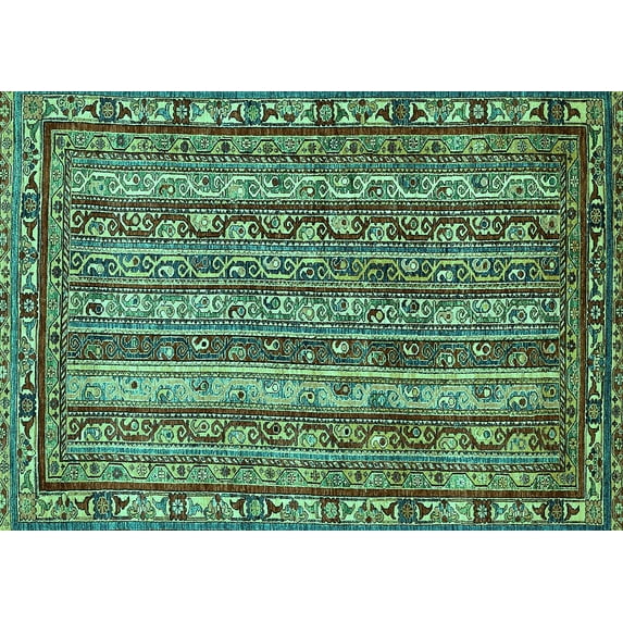 Ahgly Company Machine Washable Indoor Rectangle Abstract Turquoise Blue Modern Area Rugs, 2' x 3'