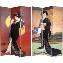 Oriental Furniture 6 ft. Tall Japanese Ladies Canvas Room Divider - 3 Panel