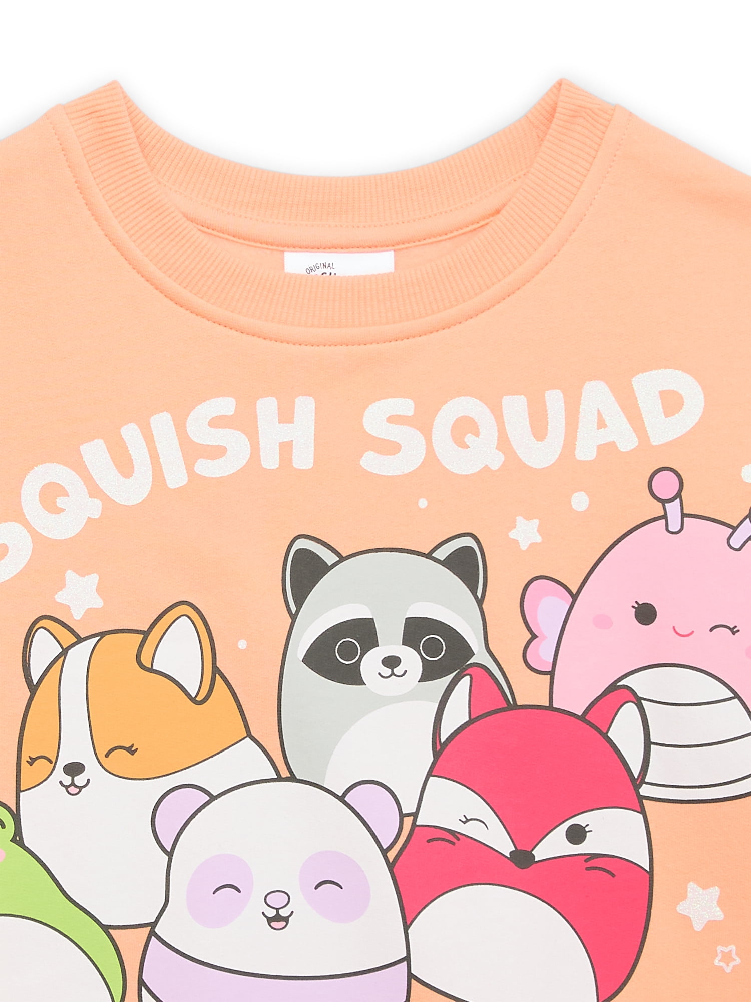 Squishmallows Girls' Glitter Graphic Fleece Sweatshirt, Sizes 4-16