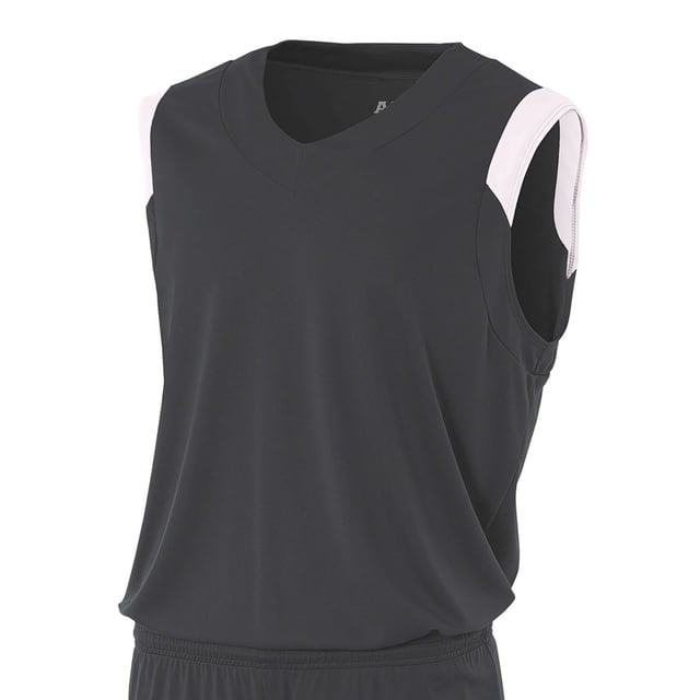 Camiseta sin mangas con cuello en V para el control de la humedad para jóvenes GRAFITO/ BLANCO S A4 NB2340