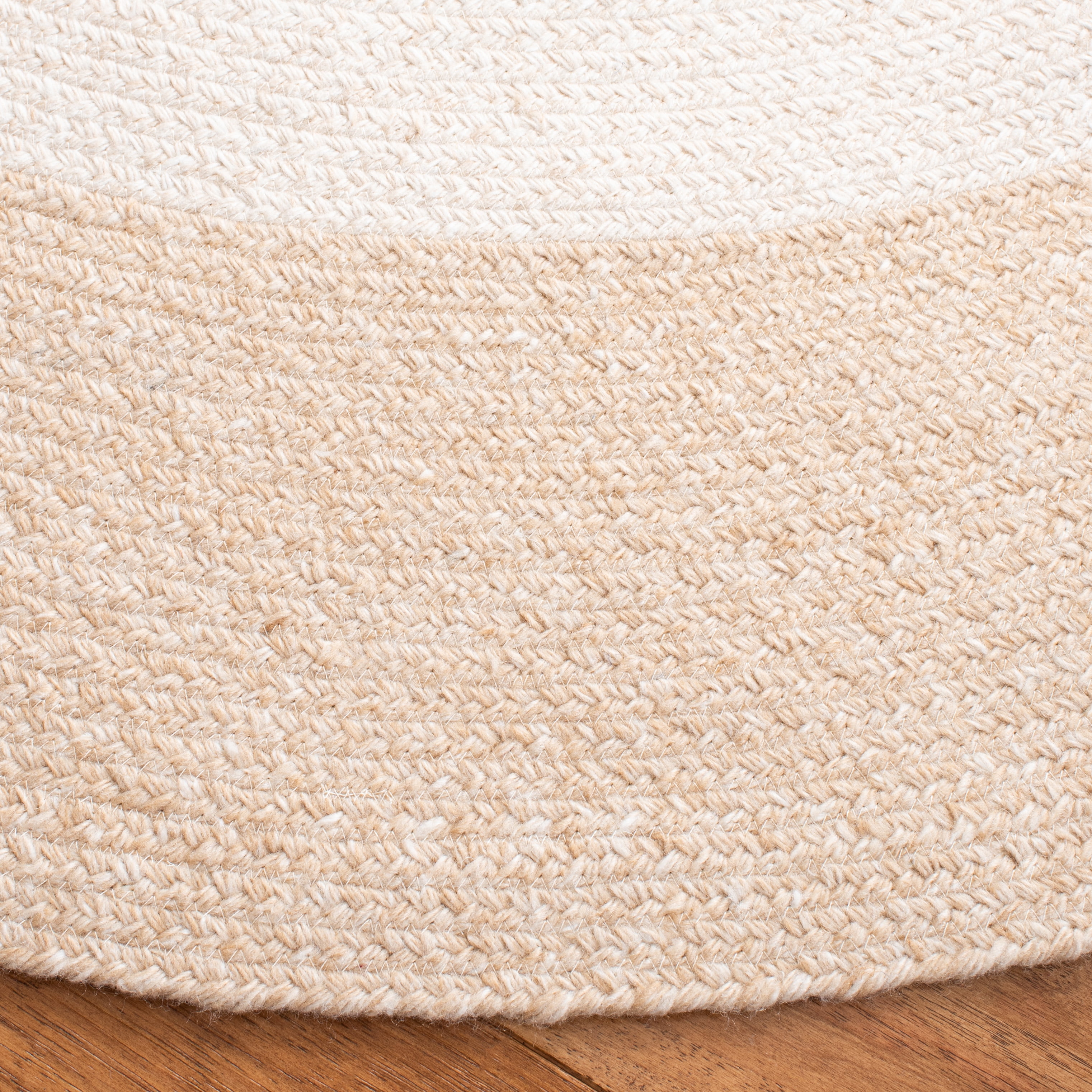 SAFAVIEH Braided Osmond Geometric Polyester Reversible Area Rug, Beige/Ivory, 6' x 6' Round