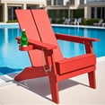 thumbnail image 6 of Folding Adirondack Chairs Set of 2 Modern Plastic Chaises with Cup Holder for Outdoor Patio Garden Fire Pit, 6 of 7