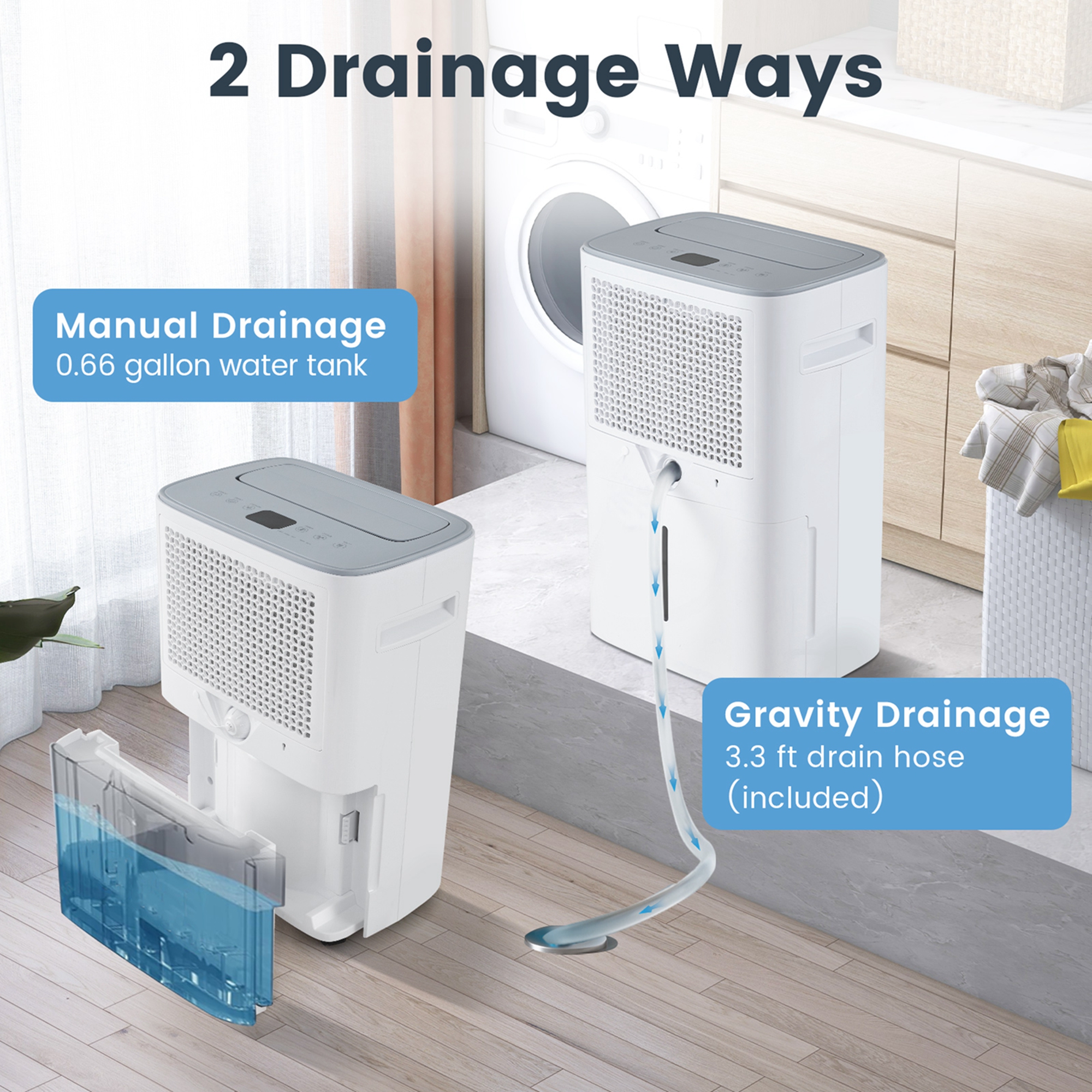 Costway 15.5 Pint(DOE) Dehumidifier for Basement 4500 Sq. Ft Portable Dehumidifier 24H Timer (MAX 52Pint at 95°F, 90%RH)