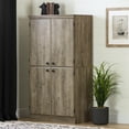 thumbnail image 1 of South Shore Morgan 4-Door Storage Cabinet, in Weathered Oak, 1 of 12