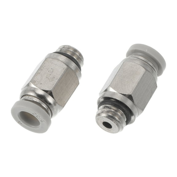 Unique Bargains Push to Connect Air Fittings 5/32" Male Thread Air Line Quick Connector Plastic Metal M6 2 Pcs White Silver Tone