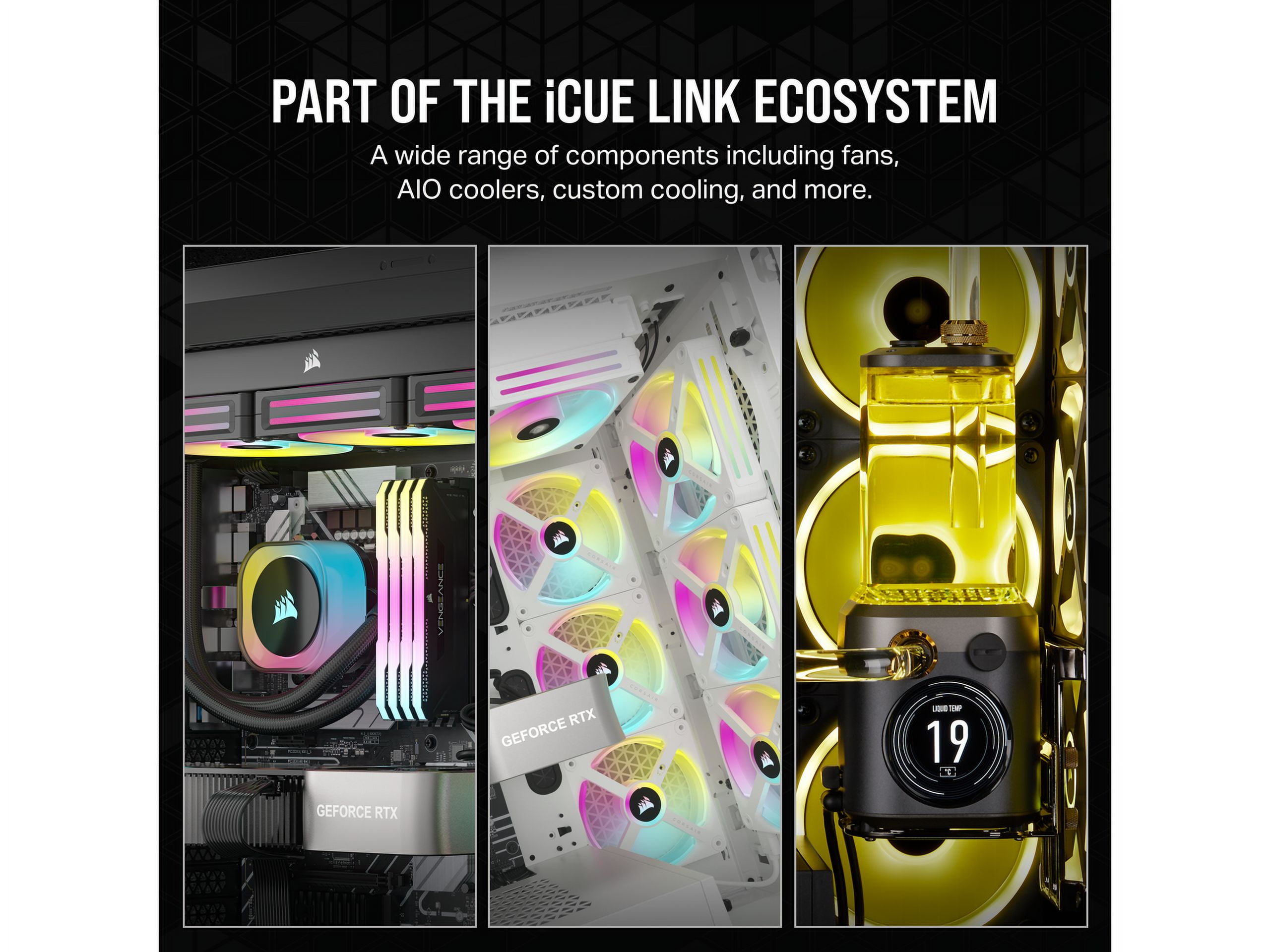 CORSAIR iCUE LINK H100i RGB Liquid CPU Cooler - QX120 RGB Fans - White - 240mm Radiator - Fits Intel LGA 1851, 1700, AMD AM5 - iCUE LINK System Hub Included